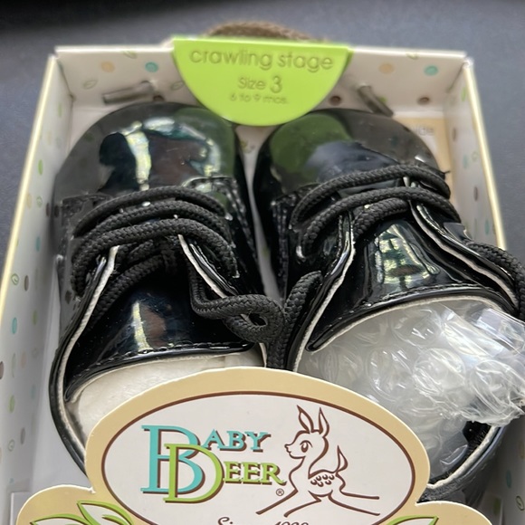Black Patent baby deer crawling stage size 3 shoes - Picture 4 of 4